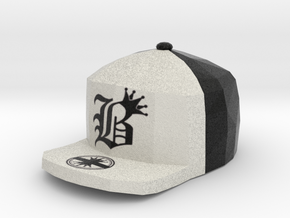8 Bit King black and White Hat Pendant in Full Color Sandstone
