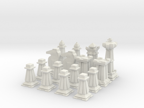 Mini Chess Set - One Player's Pieces in White Natural Versatile Plastic