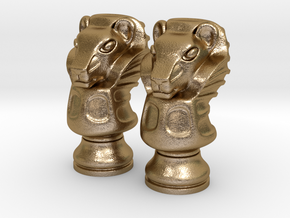 Pair Lion Chess Big / Timur Asad Piece in Polished Gold Steel