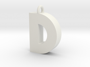 Alphabet (D) in White Natural Versatile Plastic