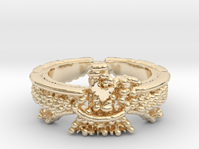 Farvahar Inspired Ring, Persian Art, Ring Size 7 in 14k Gold Plated Brass
