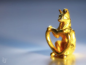 Fox Heart in Polished Gold Steel