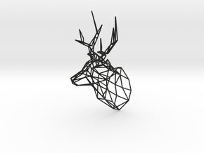 3D Printed Stag Deer 150mm Facing Right  in Black Natural Versatile Plastic