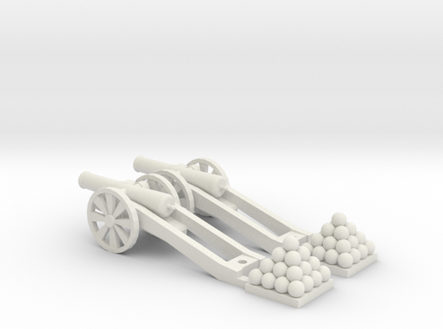 Cannon (Heavy) - Qty (2) HO 1:87 scale in White Natural Versatile Plastic