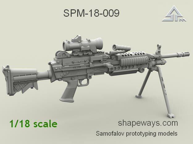 1/18 SPM-18-009 m249 MK48mod0 7,62mm machine gun in Clear Ultra Fine Detail Plastic