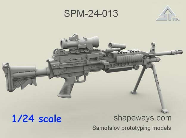 1/24 SPM-24-013 m249 MK48mod0 7,62mm machine gun in Smoothest Fine Detail Plastic