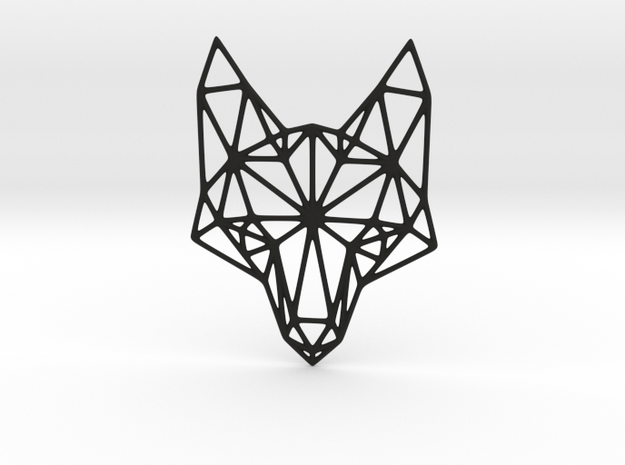Geometric Fox Head Pendant in Black Natural Versatile Plastic