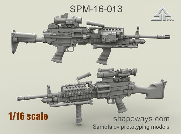1/16 SPM-16-013 m249 MK48mod0 7,62mm machine gun in Clear Ultra Fine Detail Plastic