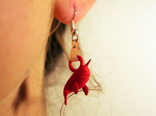 Narwhal Earrings in Red Processed Versatile Plastic