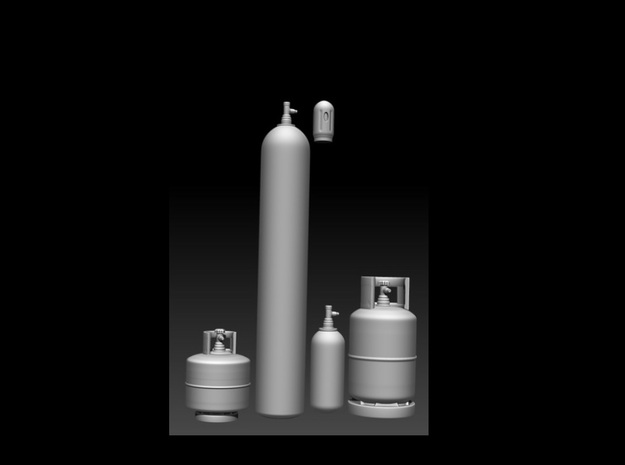 gas cylinders in 1:32 in Tan Fine Detail Plastic