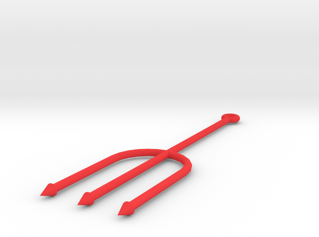 Trident Keychain in Red Processed Versatile Plastic