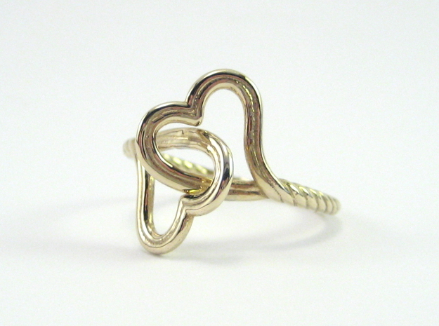 Locked Love Ring in Polished Brass