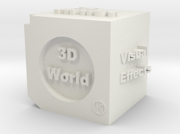 Cube of 3D Artist in White Natural Versatile Plastic