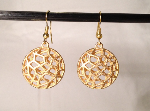 Cell Earrings - small in Polished Gold Steel