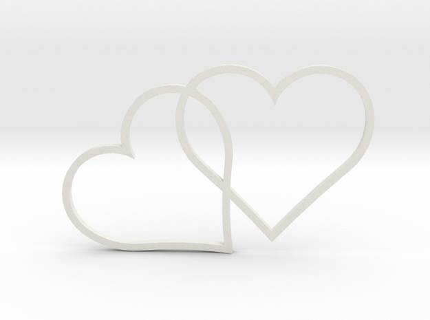 2 Hearts pendant in White Natural Versatile Plastic