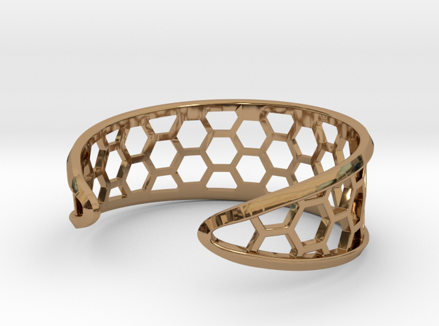 Cuff Bracelet, Honeycomb Mesh in Polished Brass