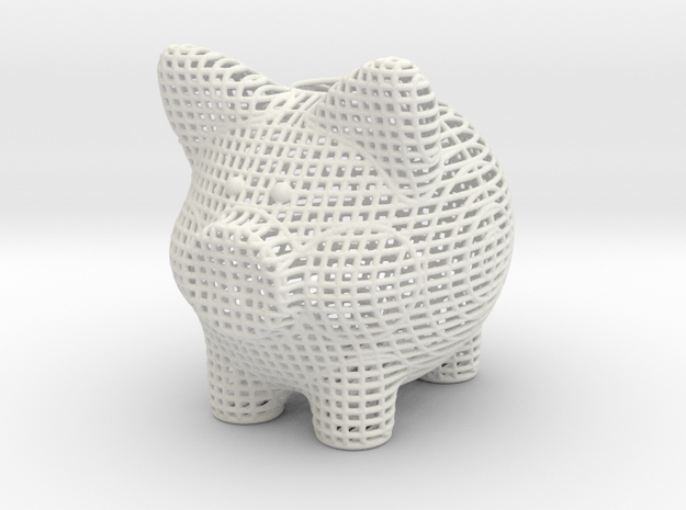 Wire Frame Piggy Bank 3 Inch Tall in White Natural Versatile Plastic