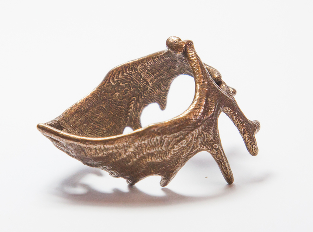 (Size 14) Moose Antler Ring in Polished Bronze Steel