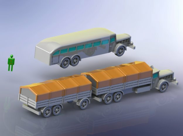 German VOMAG Bus, Truck and Trailer 1/220 Z-Scale  in Tan Fine Detail Plastic