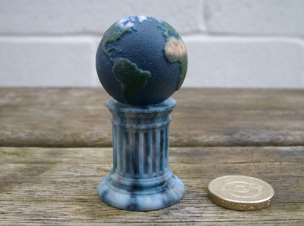 Globe-On-Pillar. A different board game counter. in Full Color Sandstone