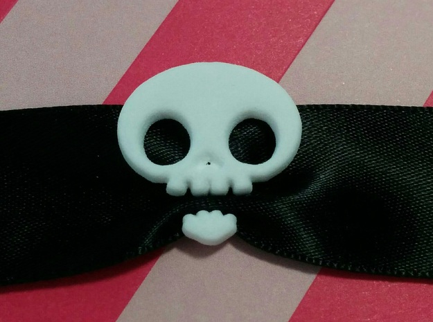 Skull Ribbon Charm in White Natural Versatile Plastic