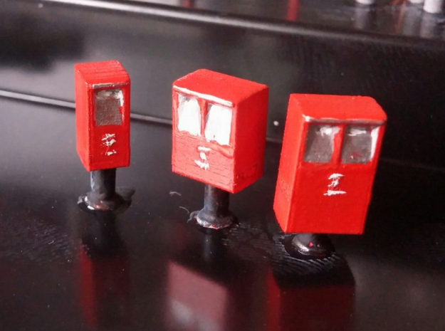 Post Boxes (three sizes), N-scale in Tan Fine Detail Plastic