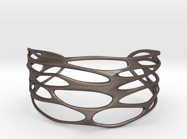 Cuff 'Stretched Quaders'  in Polished Bronzed Silver Steel