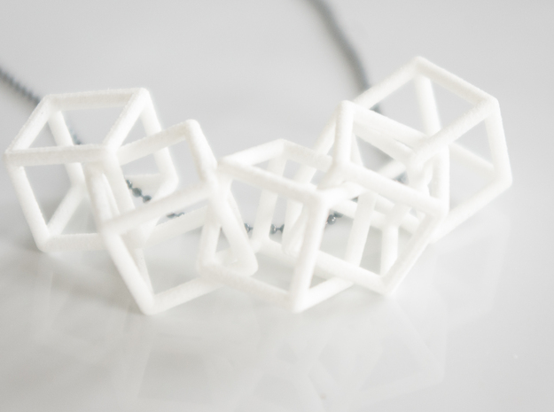 Cubic Chain Pendant in White Natural Versatile Plastic