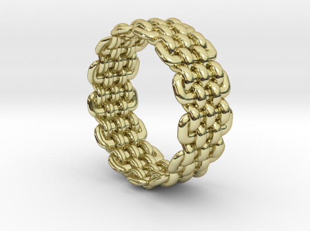 Wicker Pattern Ring Size 11 in 18k Gold Plated Brass