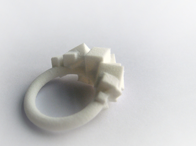 Rock Ring size 7 in White Natural Versatile Plastic