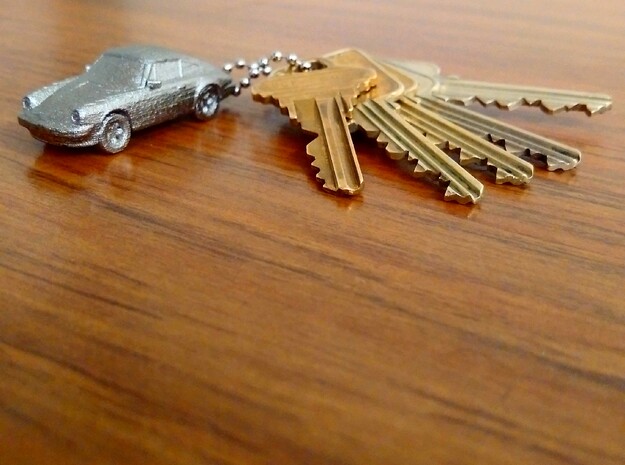 Classic Porsche 911 Keychain in Polished Nickel Steel