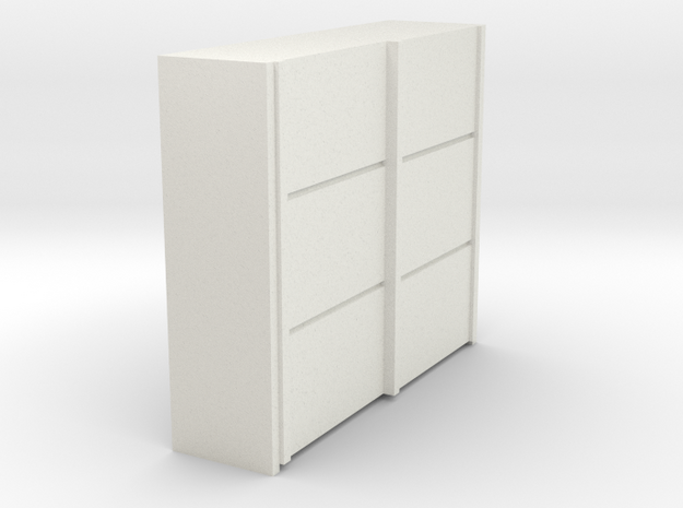 A 016 sliding closet Schiebeschrank 1:87 in White Natural Versatile Plastic