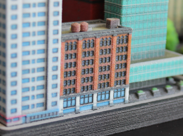 New York Set 1 Apartment Building with Shops 3 x 2 in Full Color Sandstone