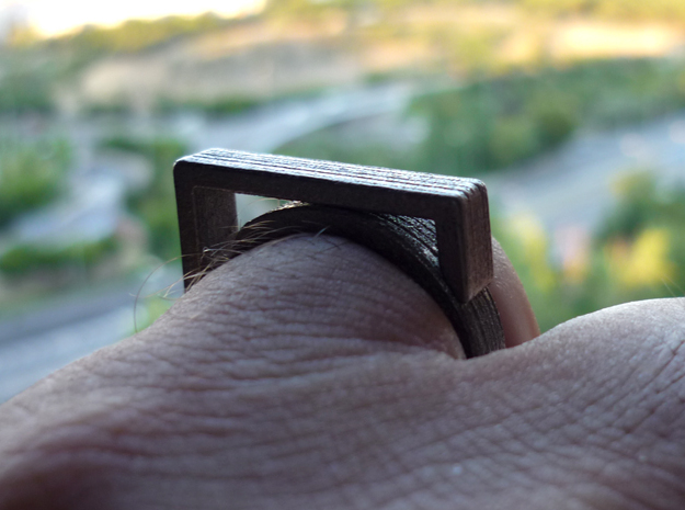 Adjustable ring for men. Model 1. in Polished and Bronzed Black Steel