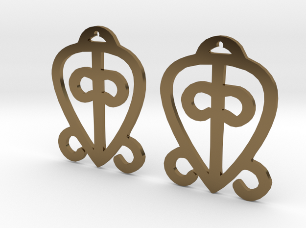 Adinkra Collection-Power Of Love Earrings (metals) in Polished Bronze