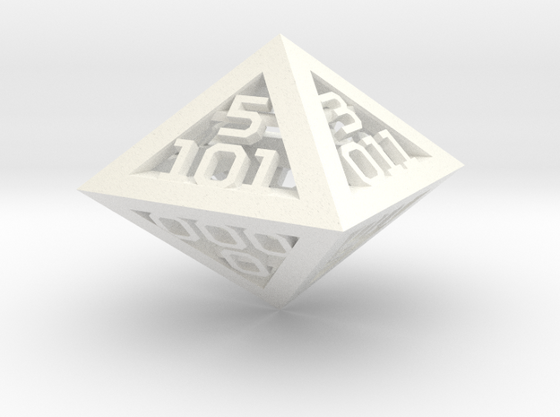 3 Bit Binary dice in White Processed Versatile Plastic
