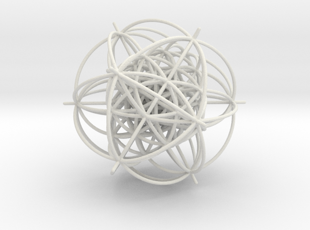 600-Cell, Stereographic projection,Vertex centered in White Natural Versatile Plastic