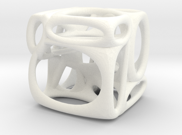 Voronoi Cube (002) in White Processed Versatile Plastic