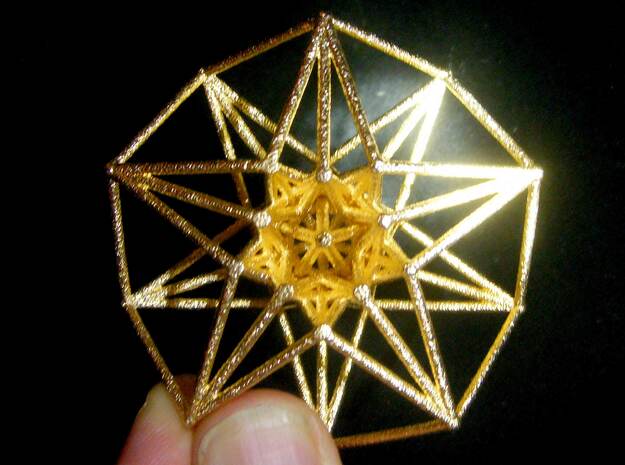 5 dimensional Toridal HyperCube 50mm 5D in Polished Gold Steel