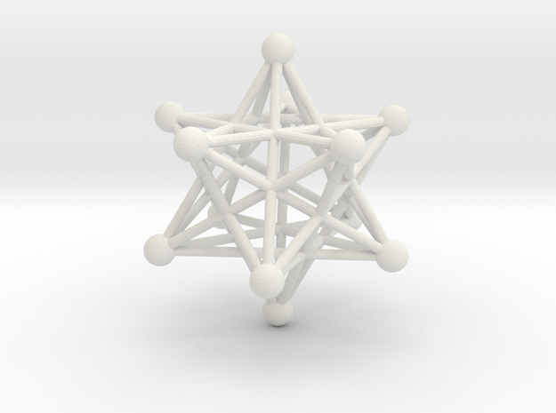 Stellated Dodecahedron pendant 40mm in White Natural Versatile Plastic