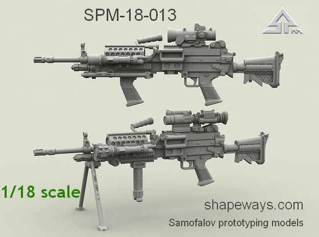 1/18 SPM-18-013 m249 MK48mod0 Variant V in Clear Ultra Fine Detail Plastic