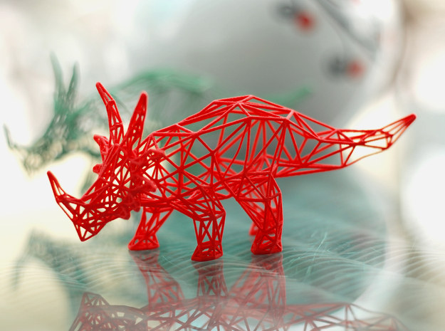 Styracosaurus Wireframe in Red Processed Versatile Plastic