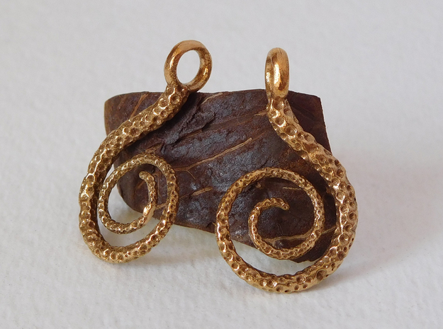 Spiral Earrings Textured in Natural Bronze