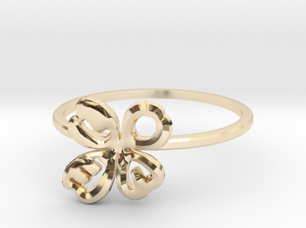 Clover Ring Size US 6.5 (16.8mm) in 14k Gold Plated Brass