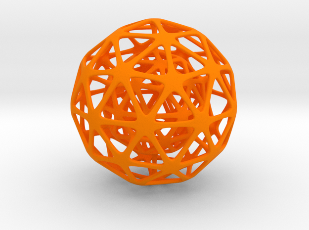 Nested Spheres  in Orange Processed Versatile Plastic