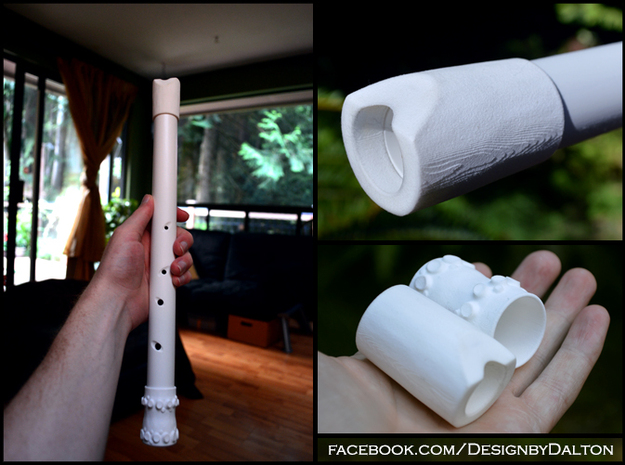 DIY Shakuhachi Kit - Mouthpiece and Endpiece only in White Natural Versatile Plastic