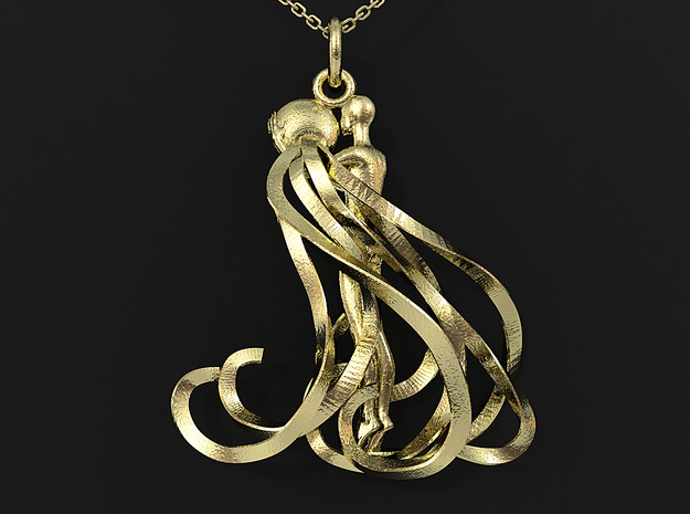Aquarius Zodiac Pendant in 14k Gold Plated Brass