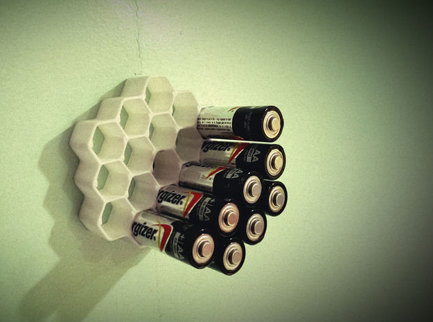 Honeycomb Battery Dispenser AA in White Processed Versatile Plastic