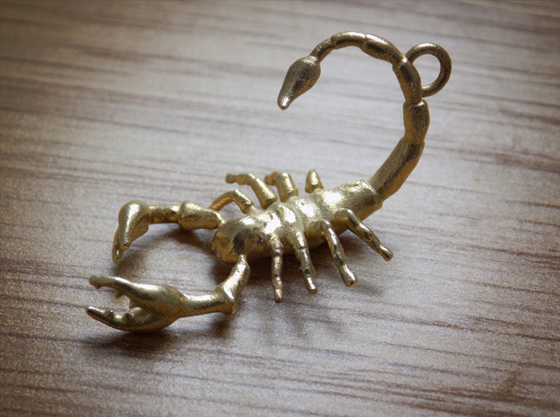 Scorpius Pendant  in Natural Brass