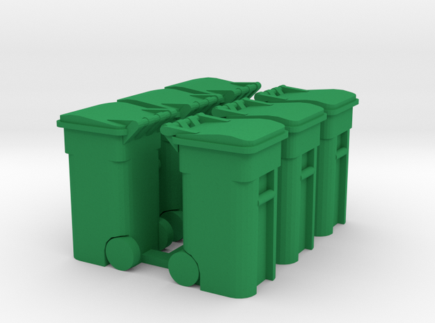 Trash Cart (6) Closed- 'O' 48:1 Scale in Green Processed Versatile Plastic